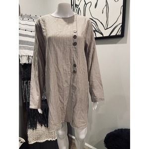 Tavin Womens Shift Dress Brown Stripe Crew Neck Long Sleeve Sz 14